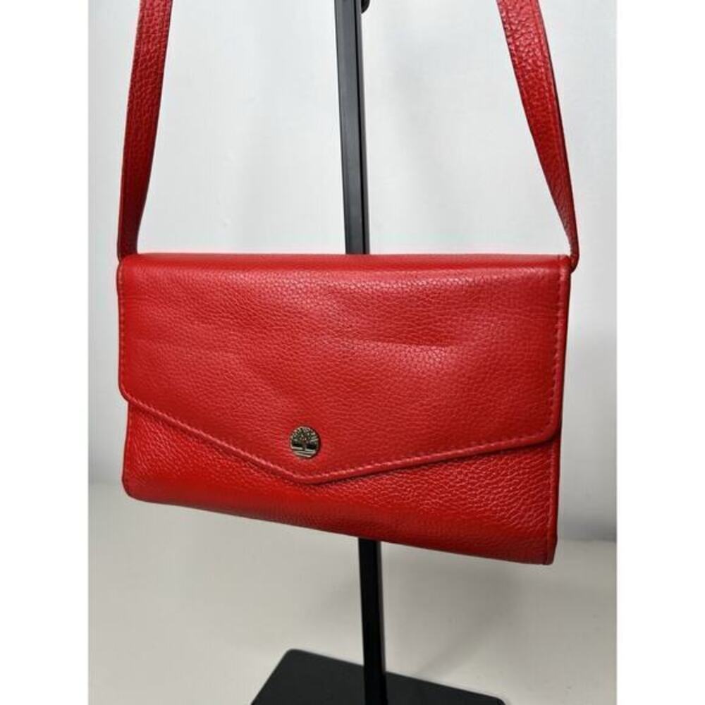 Timberland Red Leather Snap Foldover Crossbody Purse